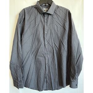 Calibrate Shirt Mens XL Black Gray Plaid Button Down Long Sleeve Preppy CorpCore